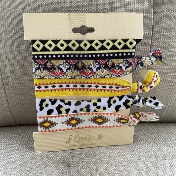 L. Erickson France Luxe Women Hair Tie Multi Color Set Of 5 Hair Ponies New - Picture 1 of 8